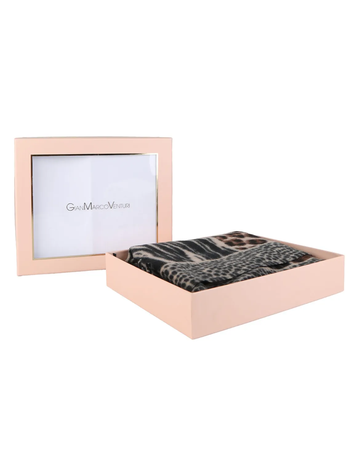 Gian Marco Venturi Sciarpa donna animalier con frange - marrone