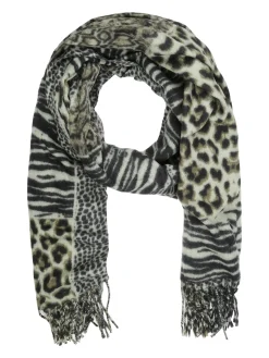 Gian Marco Venturi Sciarpa donna animalier con frange - verde