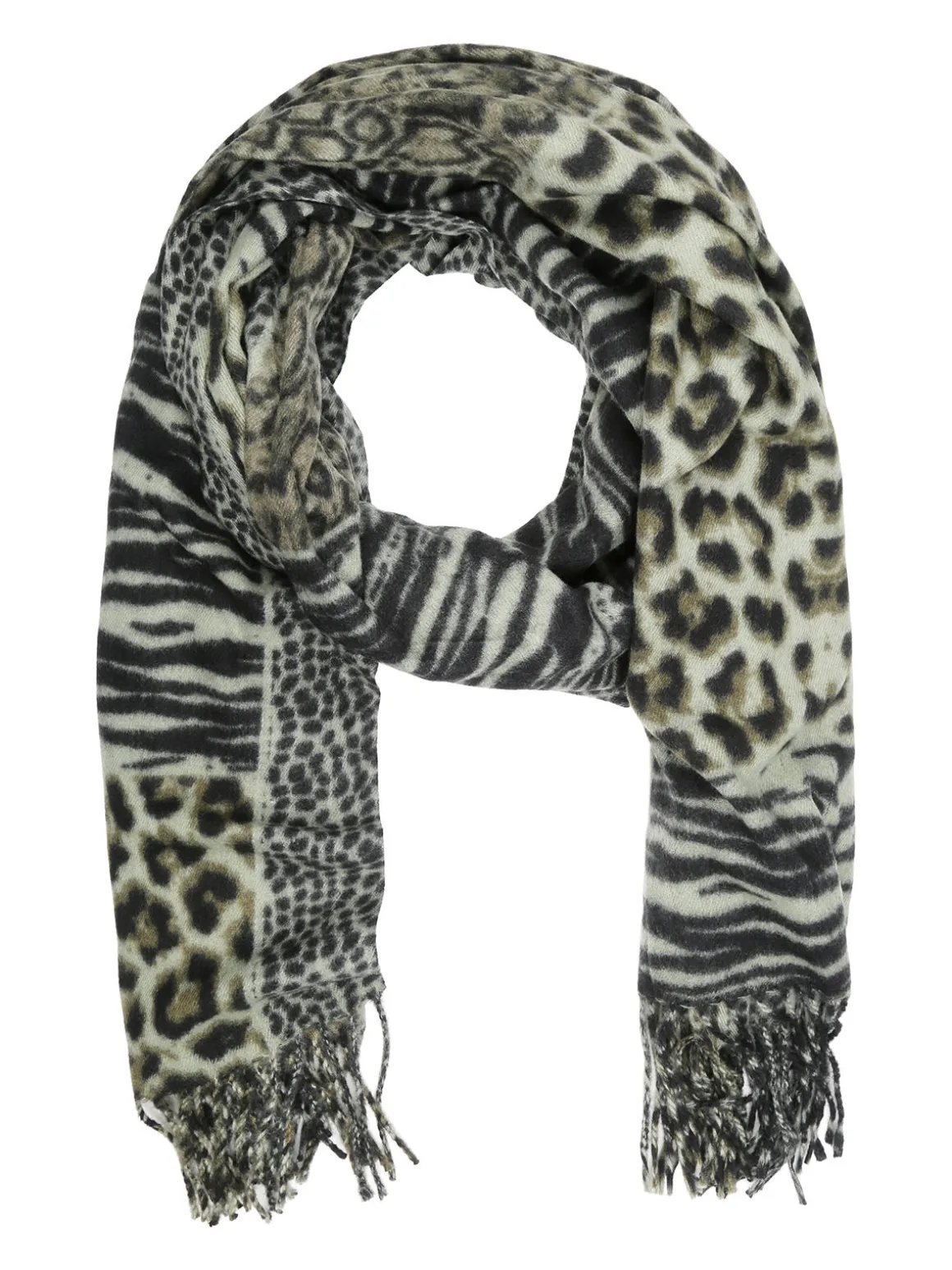 Gian Marco Venturi Sciarpa donna animalier con frange - verde