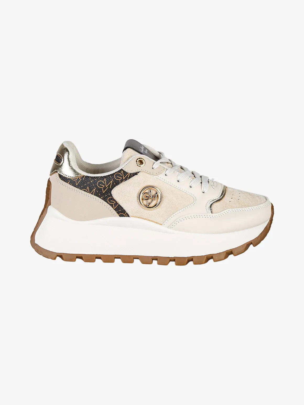 Gian Marco Venturi Sneakers donna stringate con platform - beige