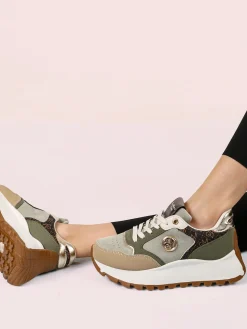 Gian Marco Venturi Sneakers donna stringate con platform - pistacchio