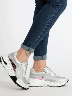 Gian Marco Venturi Sneakers glitter con zeppa