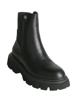 Gian Marco Venturi Stivaletti donna chunky in ecopelle con dettaglio in tessuto - nero