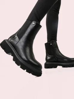 Gian Marco Venturi Stivaletti donna chunky in ecopelle con dettaglio in tessuto - nero