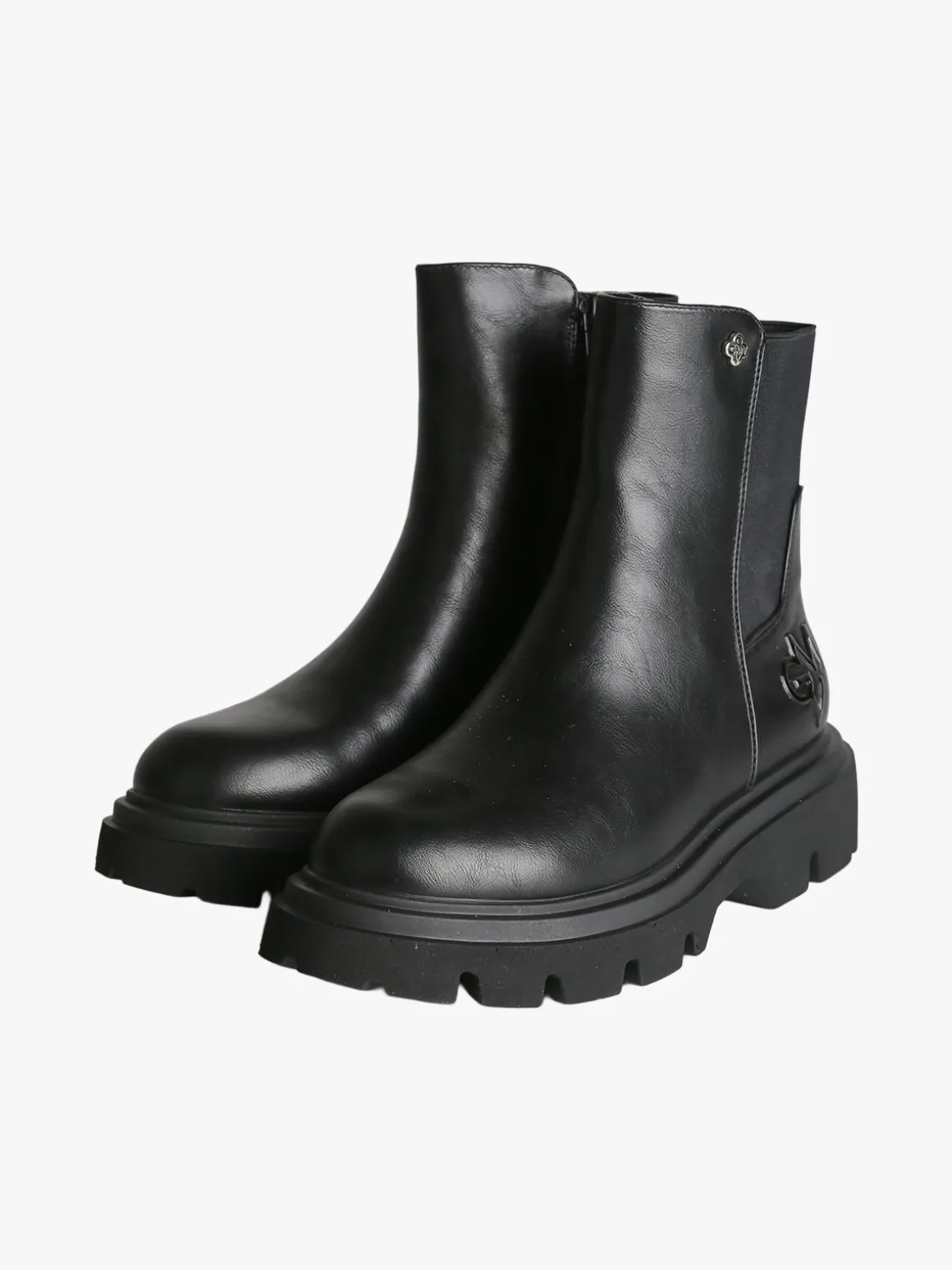 Gian Marco Venturi Stivaletti donna chunky in ecopelle con dettaglio in tessuto - nero