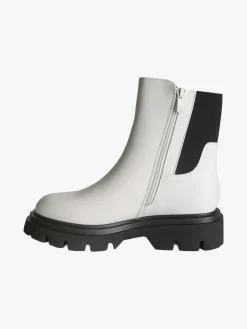 Gian Marco Venturi Stivaletti donna chunky in ecopelle con dettaglio in tessuto - perla
