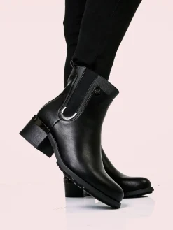 Gian Marco Venturi Stivaletti donna con zip e tacco largo - nero