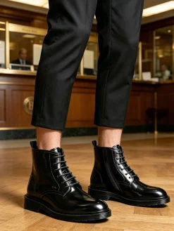 Gian Marco Venturi Stivaletti stringati da uomo con zip