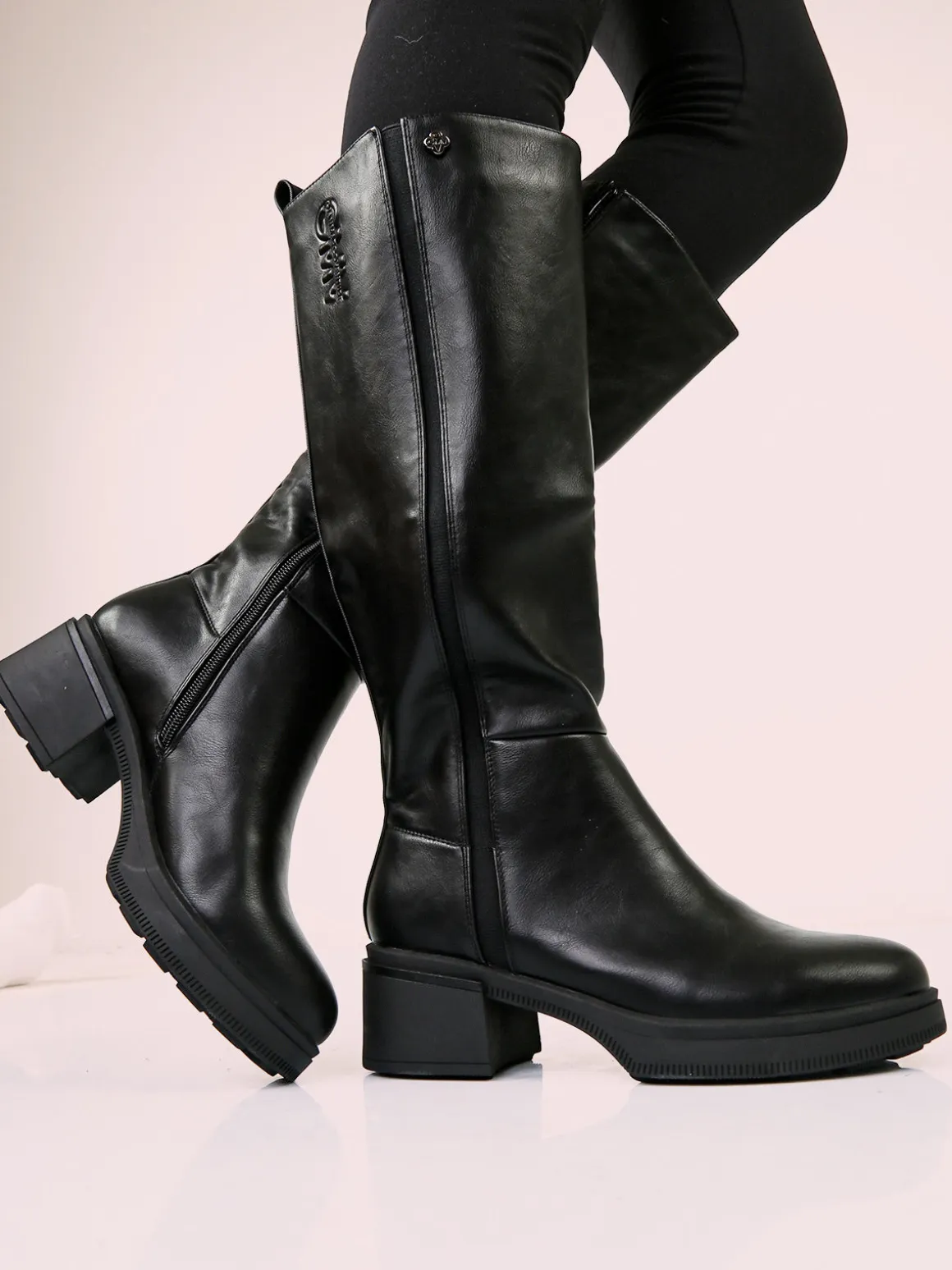 Gian Marco Venturi Stivali donna chunky con zip - nero