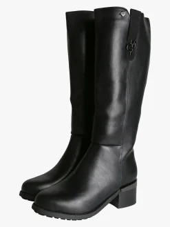 Gian Marco Venturi Stivali donna minimal in ecopelle con tacco largo - nero