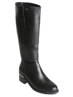 Gian Marco Venturi Stivali donna minimal in ecopelle con tacco largo - nero