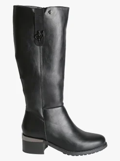 Gian Marco Venturi Stivali donna minimal in ecopelle con tacco largo - nero