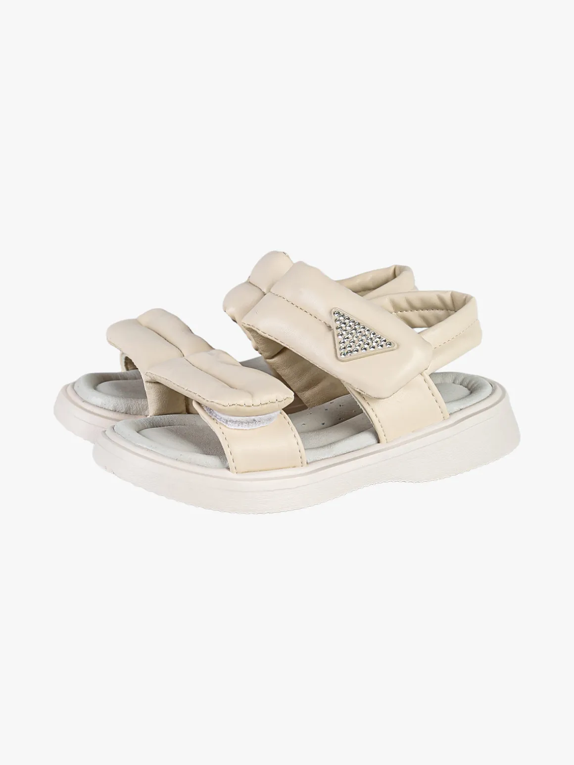 Giardino D'Oro Sandali da bambina con strappi e dettaglio strass - beige