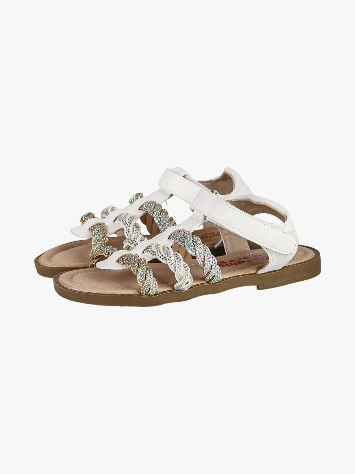 Giardino D'Oro Sandali da ragazza con strass e cinturino a strappo - bianco