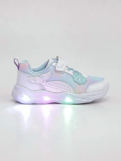 Giardino D'Oro Sneakers da ragazza con luci e cinturino a strappo - bianco