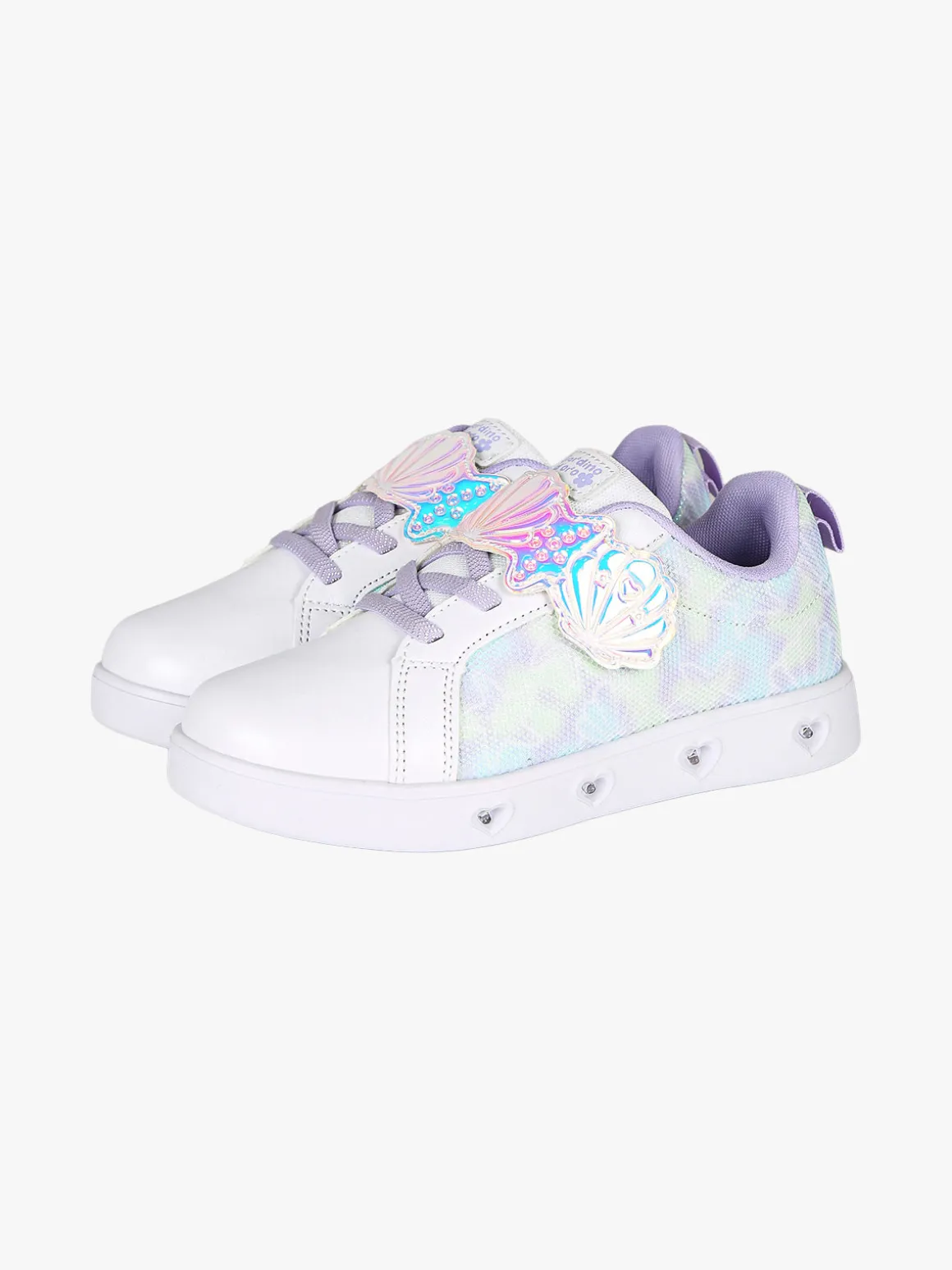 Giardino D'Oro Sneakers da ragazza basse con strappo e luci - bianco