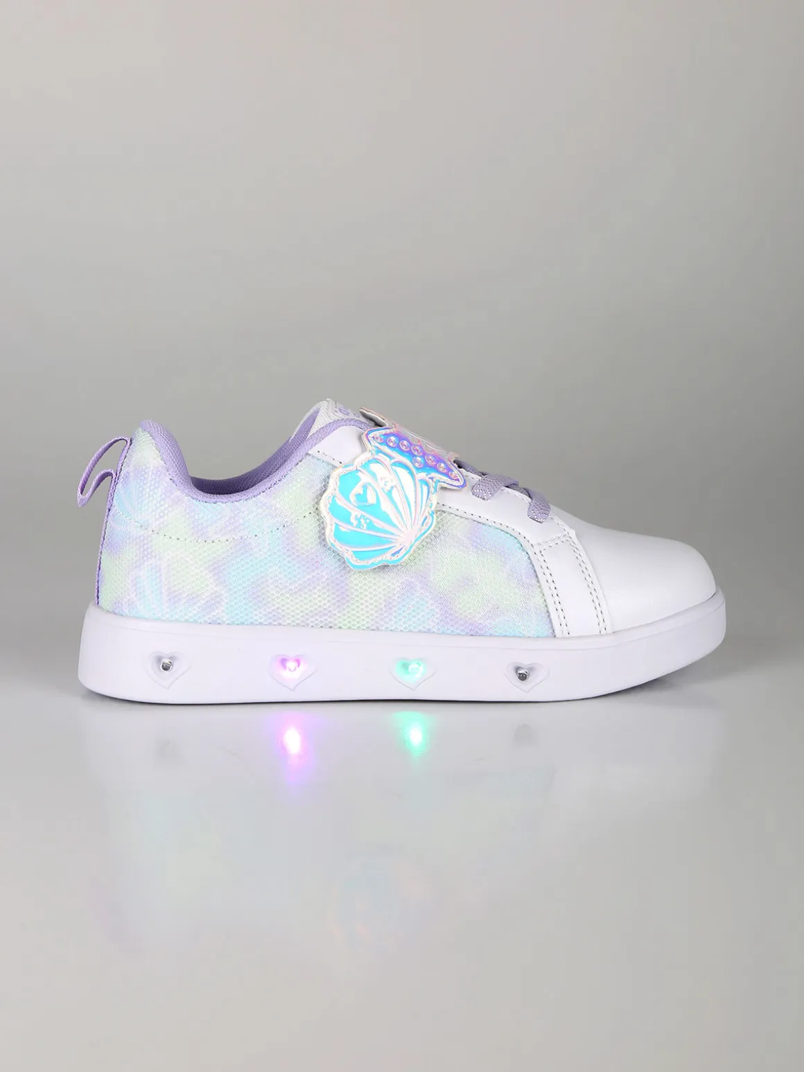 Giardino D'Oro Sneakers da ragazza basse con strappo e luci - bianco