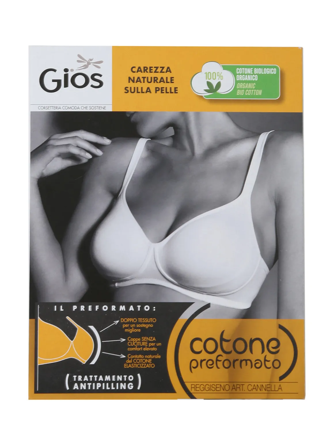 Gios CANNELLA Reggiseno con coppe preformate con rinforzo imbottito in cotone COPPA B - bianco