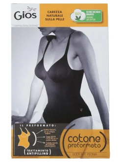 Gios PEONIA Body donna in cotone con coppe preformate COPPA B - nero