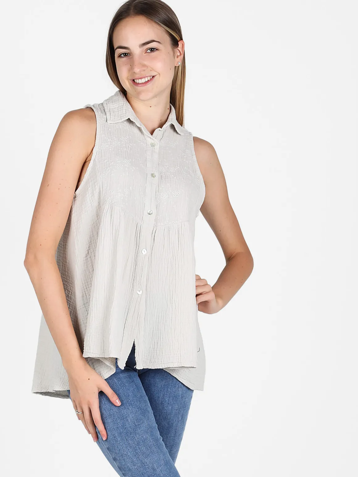 Gioya Camicia donna smanicata in cotone