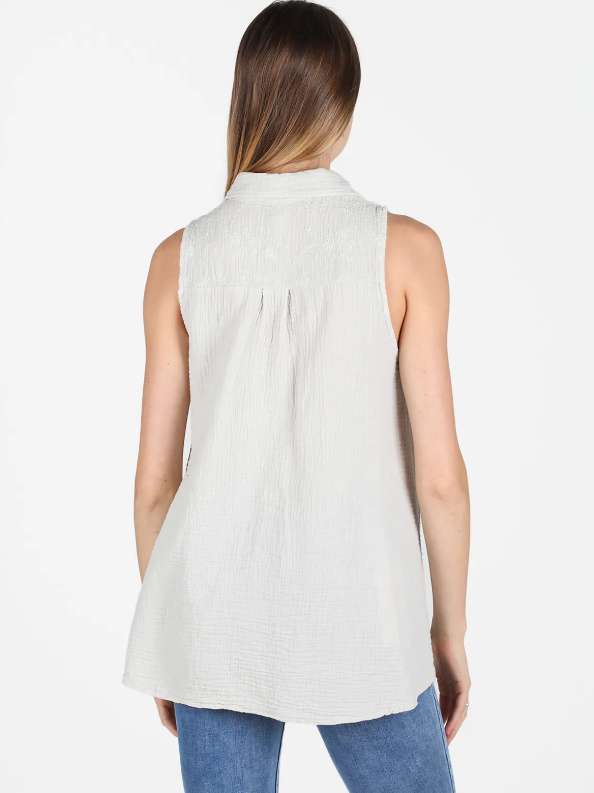 Gioya Camicia donna smanicata in cotone