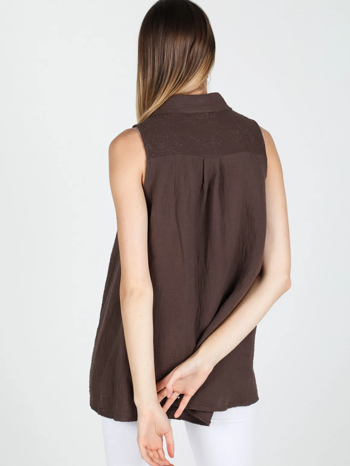 Gioya Camicia donna smanicata in cotone