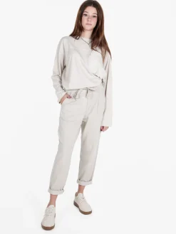 Gioya Pantaloni jogger da donna in cotone con coulisse