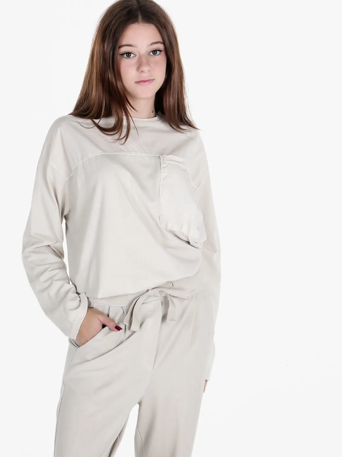 Gioya T-shirt donna oversize a maniche lunghe in cotone