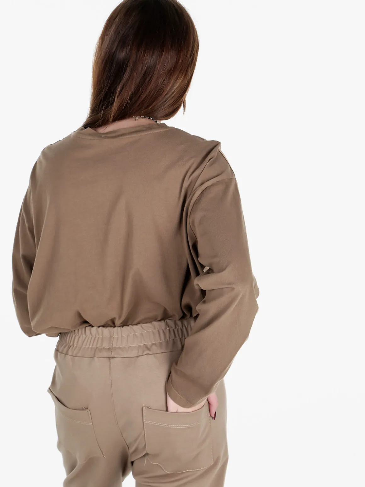 Gioya T-shirt donna oversize a maniche lunghe in cotone