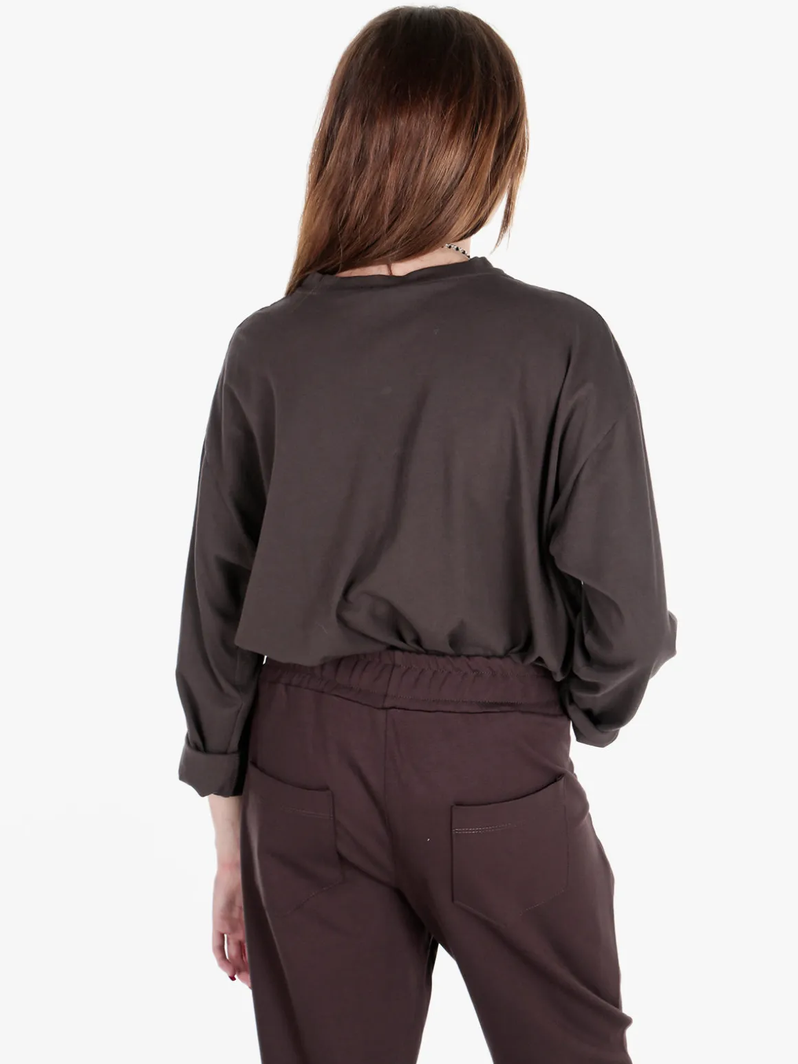 Gioya T-shirt donna oversize a maniche lunghe in cotone
