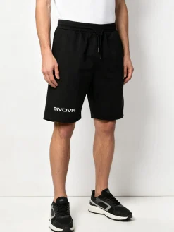Givova Bermuda sportivi da uomo in felpa con coulisse - nero