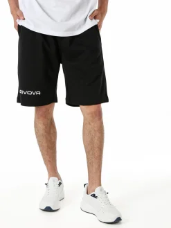 Givova Bermuda sportivi da uomo in felpa con coulisse - nero