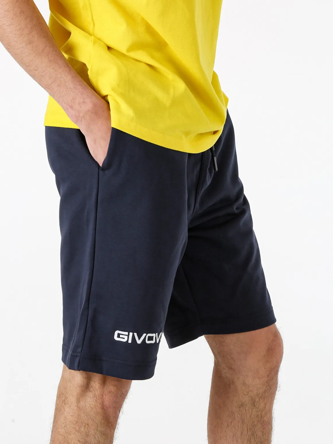 Givova Bermuda sportivi da uomo in felpa con coulisse - blu scuro