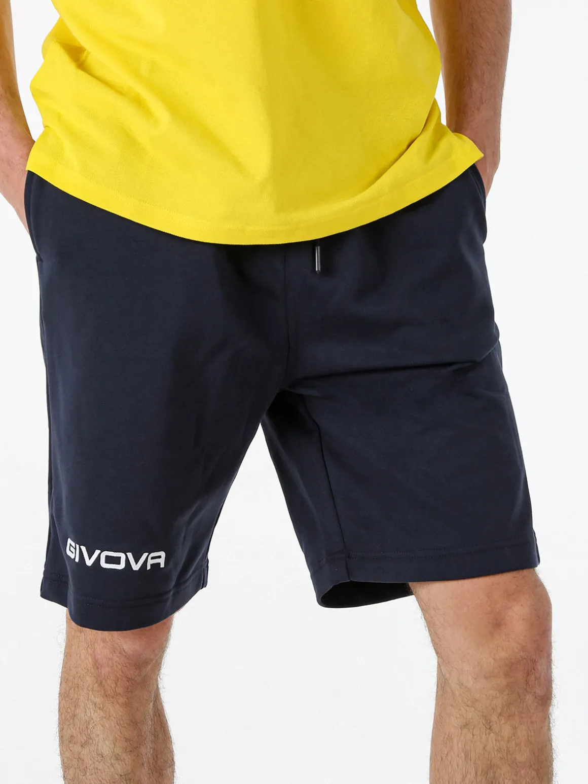 Givova Bermuda sportivi da uomo in felpa con coulisse - blu scuro