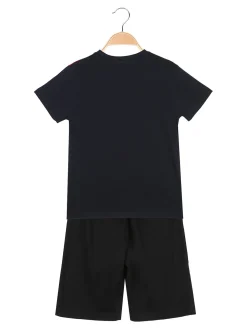 Givova Completo corto da bambino in cotone con t-shirt e bermuda - blu scuro