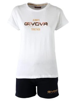 Givova Completo corto da donna in cotone con logo - bianco