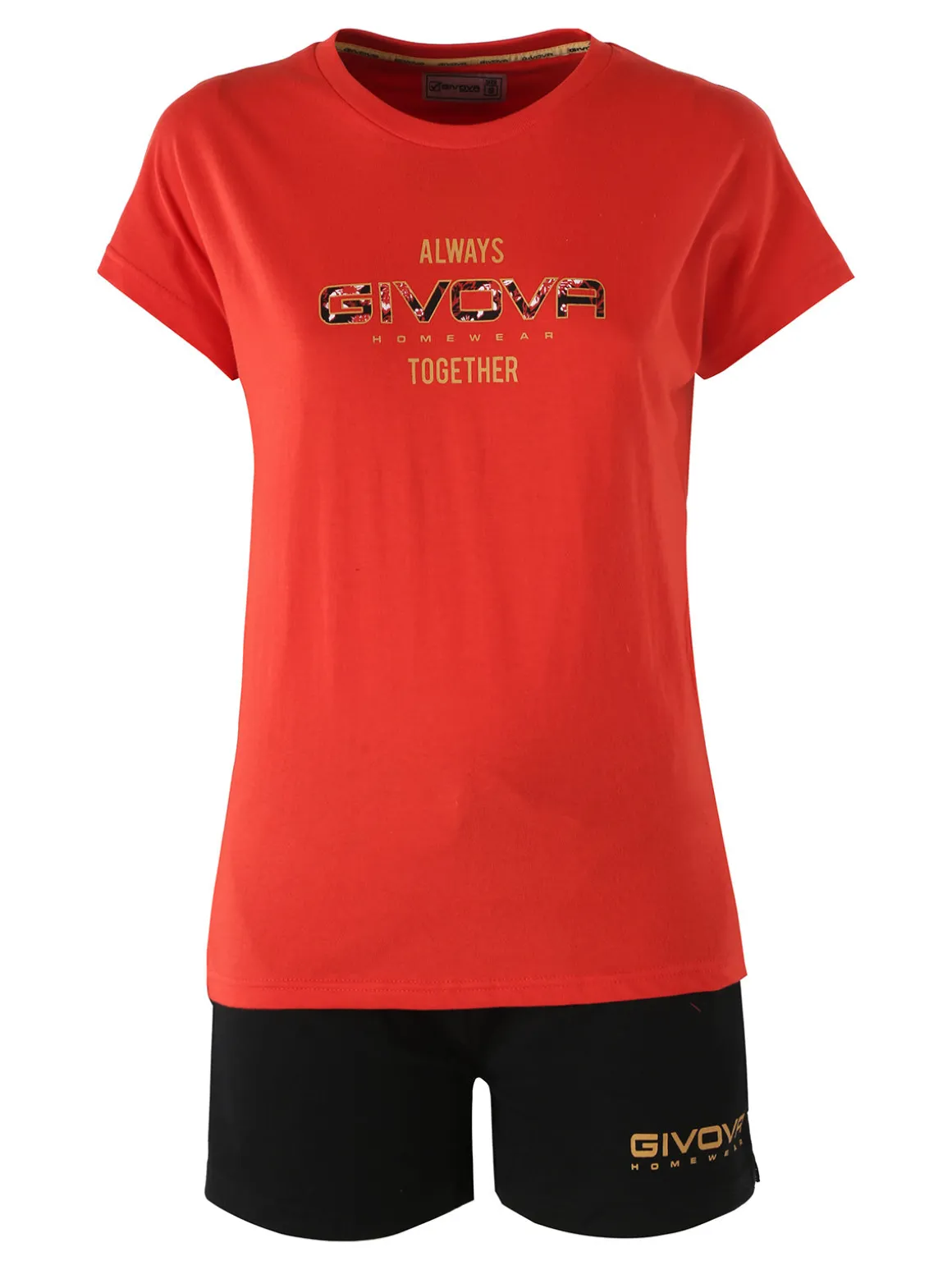Givova Completo corto da donna in cotone con logo - corallo
