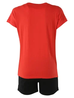Givova Completo corto da donna in cotone con logo - corallo