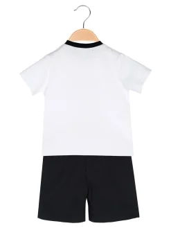 Givova Completo corto da neonato in cotone con t-shirt orsacchiotto e shorts - bianco