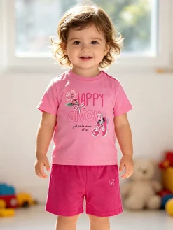 Givova Completo corto da neonata con t-shirt e shorts - rosa