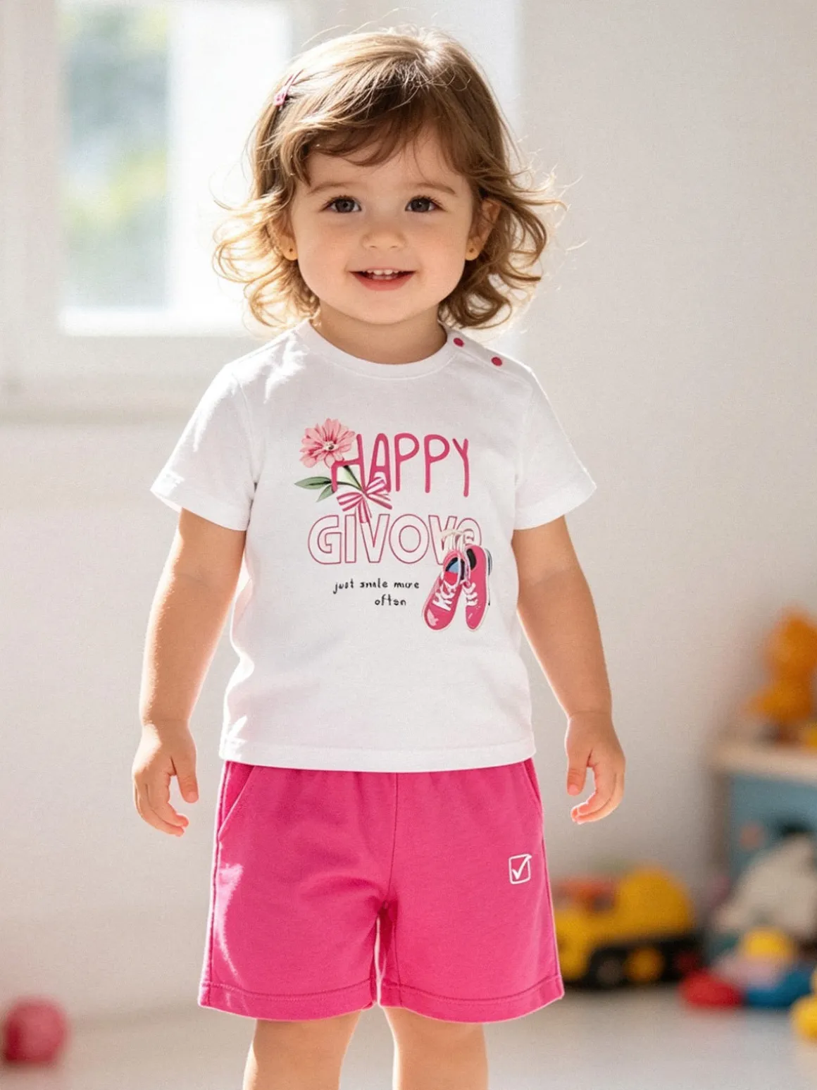 Givova Completo corto da neonata con t-shirt e shorts - bianco