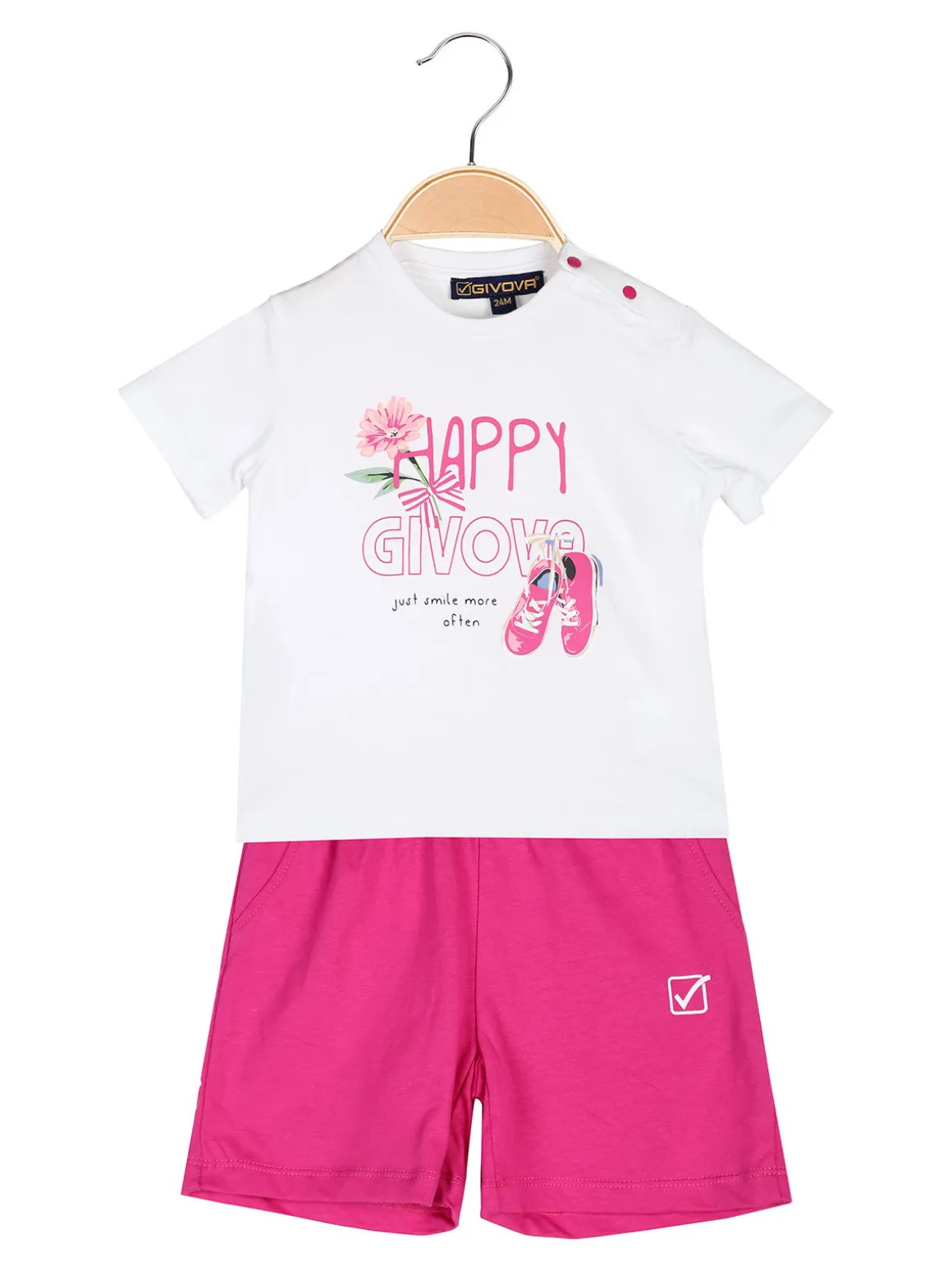 Givova Completo corto da neonata con t-shirt e shorts - bianco