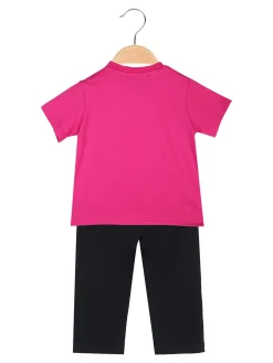 Givova Completo corto da neonata con t-shirt orsacchiotto e leggings - fucsia