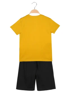 Givova Completo corto da ragazzo in cotone con t-shirt e bermuda - giallo