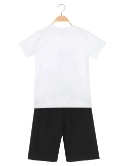 Givova Completo corto da ragazzo 2 pezzi in cotone con t-shirt e bermuda - bianco