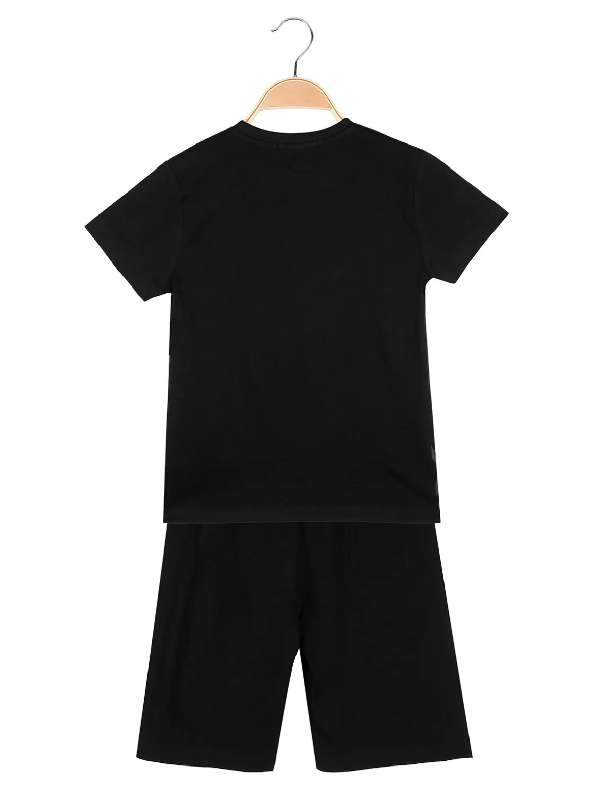 Givova Completo corto da ragazzo in cotone con t-shirt logo e bermuda - nero