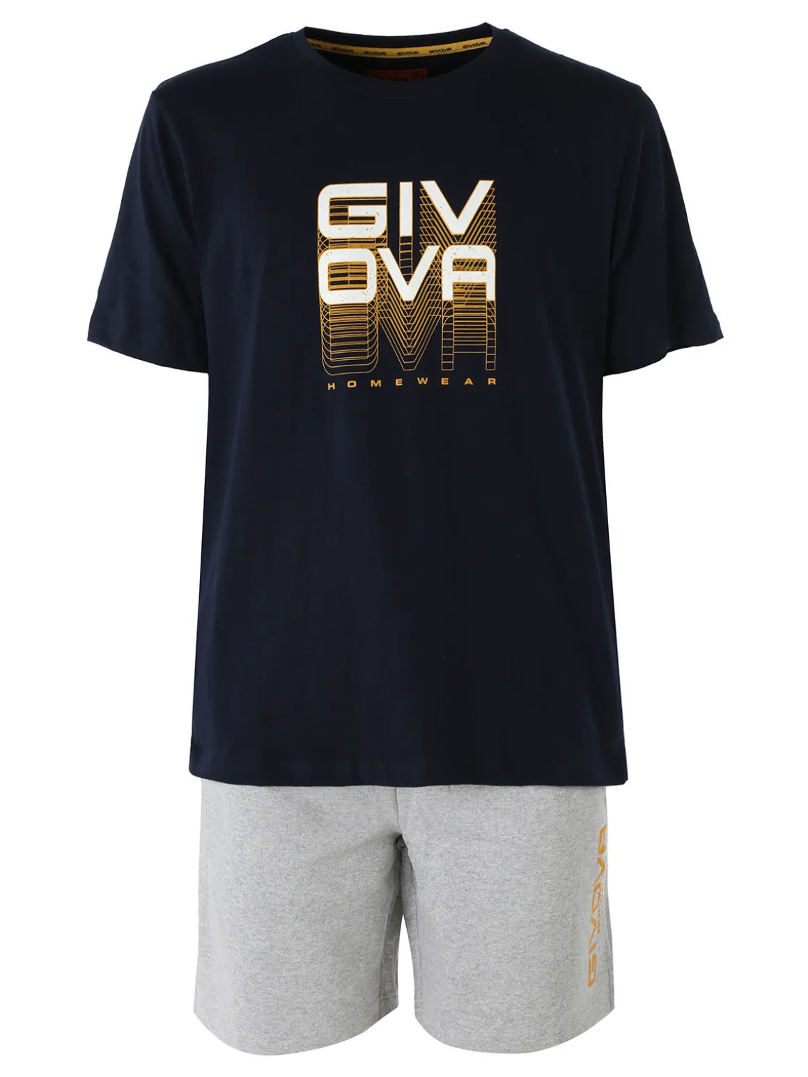 Givova Completo corto da uomo in cotone con logo - blu scuro