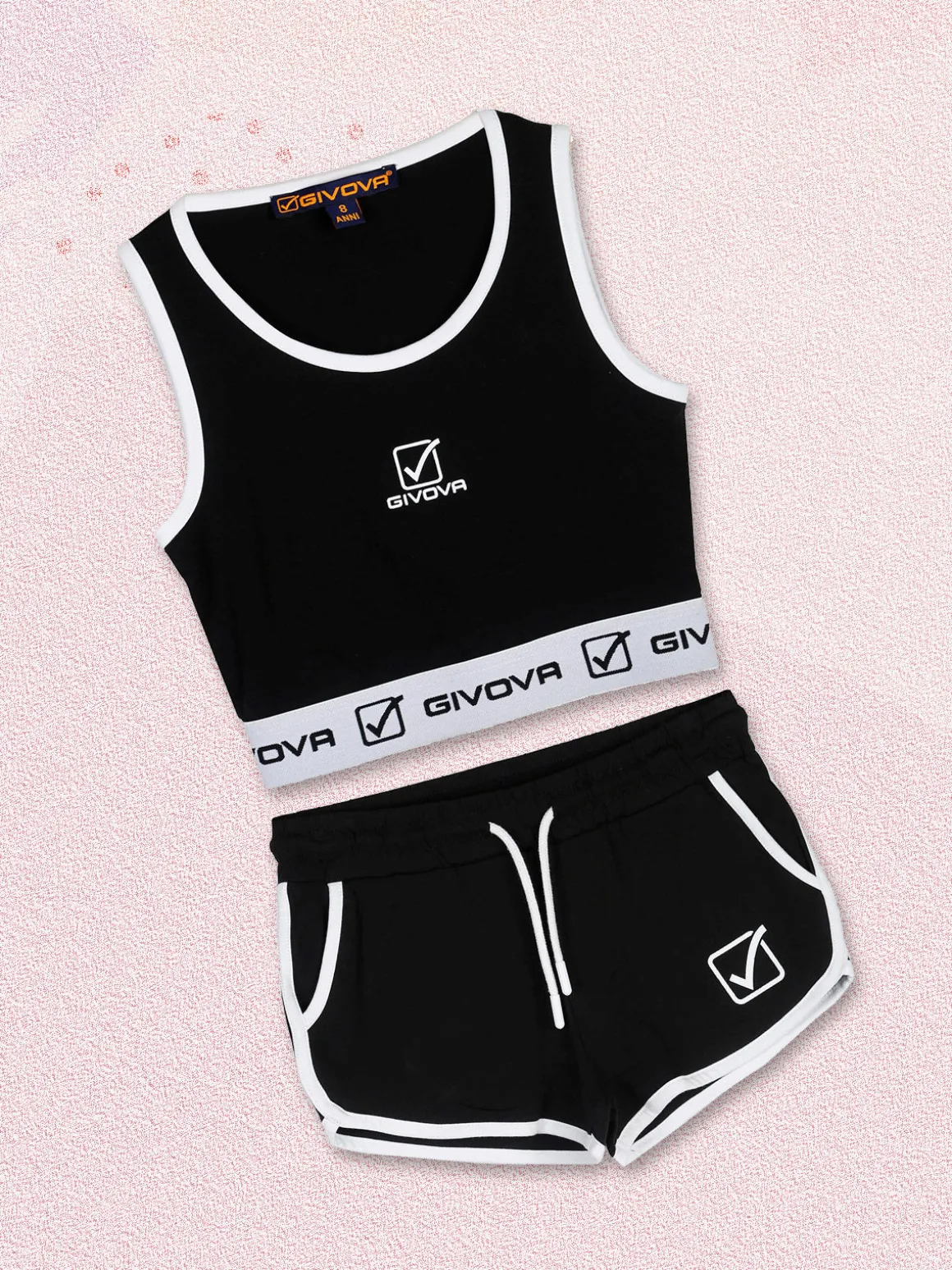 Givova Completo sportivo da ragazza con top e shorts - nero