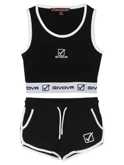 Givova Completo sportivo da ragazza con top e shorts - nero