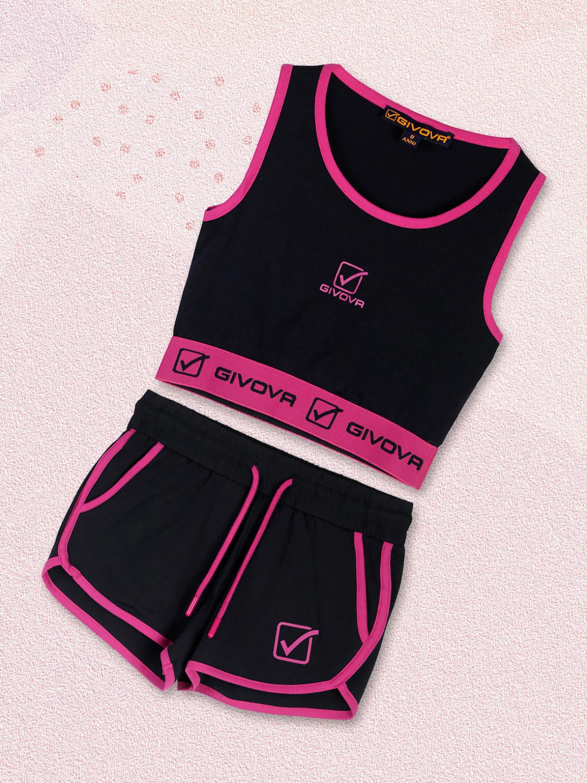 Givova Completo sportivo da ragazza con top e shorts - blu scuro